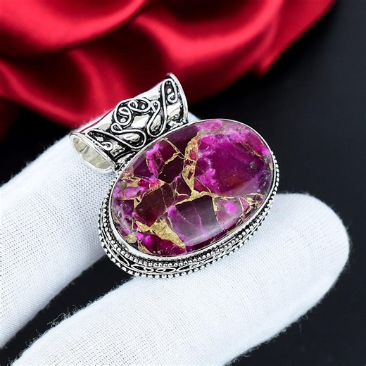 Ruby Copper Turquoise Pendant Necklace 925 Sterling Silver Handmade Natural Gemstone Boho Statement Jewelry Gift for Her Gift for Girlfriend - Etsy