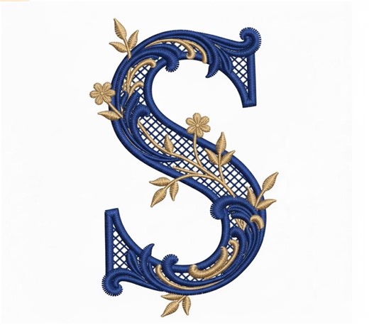 Elegant Floral Letter S Embroidery Design, Royal Baroque Monogram S, Luxury Initial S Digital File, Ornate Vintage Letter S for Machine - Etsy