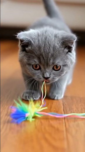 Cat String Game Gone Wild! 🐱🧵 Watch This Kitty Go Full Hunter Mode!