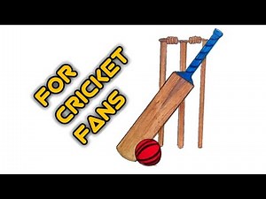 How to draw cricket bat ball and stumps for cricket fans and also for kids learn with easy art guide