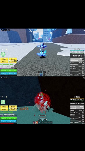 Normal and Crimson Kitsune in Blox Fruits