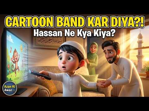 Hassan Ne Cartoon Band Kar Diay 😲 | Azan Sun Kar Namaz Ki Tayari 🕌 | Islamic Cartoon for Kids