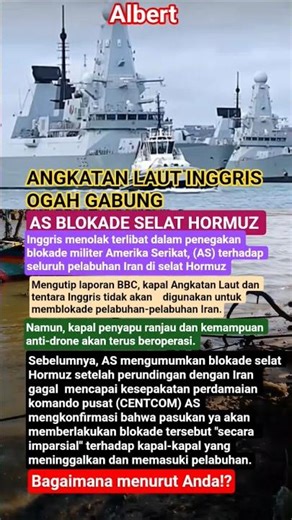 inggris menol4k terlibat dalam blokade militer Amerika Serikat terhadap selat Hormuz #shorts #viral