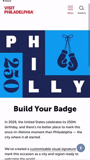 4.1K views · 34 reactions | Philly's biggest year yet is almost here. It's time to make your mark — literally! ✨Inspired by William Penn’s original Philly grid, the customizable 2026 mark is a way to show your Philly pride as our city celebrates America's 250th like only we can. Use our online badge builder with more than 250 Philly-themed icons to make your own, then share it with the world! #visitphilly #Philly2026 #thingstodoinphilly | Visit Philly | Facebook