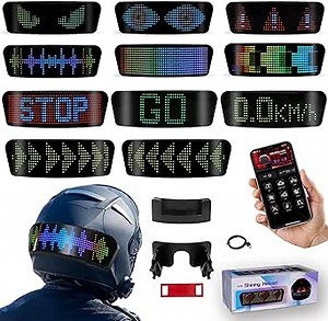 Smart Led Motorcycle Bike Cycling Helmet Display Sceen Light with Turn Signals Light,Speedometer,Programmable APP,Customizable Patterns Display Helmet Light Display Sceen for Night Ride,Waterproof