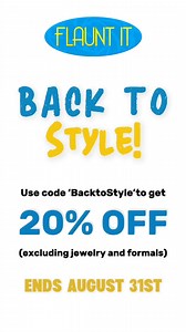🔥 SALE ALERT! 🔥 Get 20% OFF all clothing at Flaunt It — just in time for Back to Style Season! 🏫📚✏️ 🛍️ Shop tomorrow and grab your must-haves before they’re gone. Don’t wait — sizes and styles go fast! ✏️ Use code ‘BacktoStyle’ at checkout 📍 Rosetta Street, Palmdale 💻 shopflauntit.com ⚠️ Excludes jewelry formals ⏳ Offer ends August 31st (We do not own the rights to the music) | Flaunt It