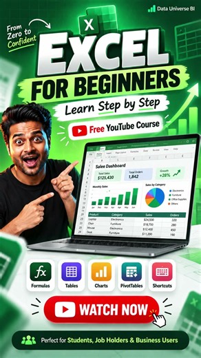 Learn Excel from ZERO 🚀 | Excel for Beginners #Shorts