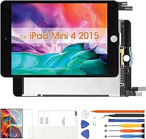 Screen Replacement for iPad Mini 4 2015 7.9" - LCD Display for iPad Mini4 4th Gen A1538 A1550 Touch Screen Digitizer for iPad Mini 4 LCD Glass Touch Full Assembly with Repair Tools (Black)