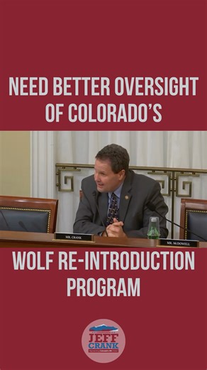 Rep. Jeff Crank | Colorado’s Gray Wolf Reintroduction Program forced wolves onto rural Coloradans without their consent. Rather than letting science guide... | Instagram