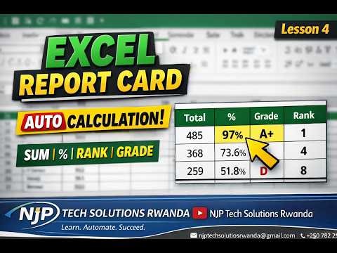 Lesson 4: Smart Student Report Card in Excel | Auto Calculation (Full Tutorial)