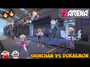 Shinchan team vs doraemon team in t3 arena 😱 | shinchan and doraemon playing t3 arena 😂 | fun battle