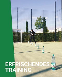 Dribbeln gehört einfach zum Fußball dazu – genauso wie die Erfrischung danach.  Wir haben beides kombiniert und so eine super Trainingsmöglichkeit ganz ohne Geräte geschaffen. Probierst du es auch mal aus?  | Rosbacher | Facebook
