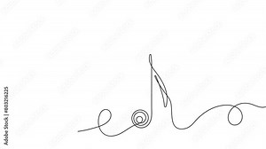Pencil with musical note in continuous line style video. Audio message motion.
