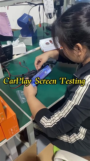 Portable CarPlay screen factory testing #podofo #car #oldcar #carplayscreen