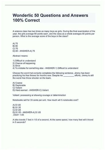 Latest Wonderlic Sample Test Exam Questions And Answers Updated And Verified1081 video