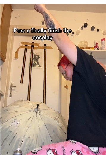 My back hurts, my will to live is gone but my cosplay is done ✨ Ignore the belts hanging on my door xD - - #cosplayer #cosplay #ooc #outofcosplay #justcosplaythings