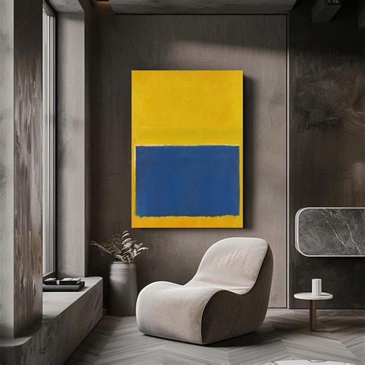 Mark Rothko Style, Yellow and Blue Abstract Canvas Wall Art Print, Modern Minimalist Color Block Painting, Contemporary Statement Home Decor - Etsy