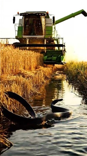 Hervesting machine cutting a snake #like #subscribe #shortsvideo #share