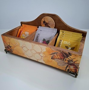 Wooden Tea Box With Compartments, Decoupaged & Hand Painted Tea Storage, Home Decor - Etsy