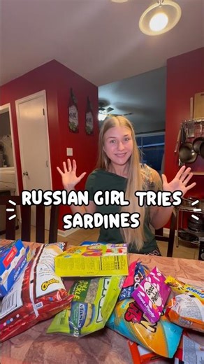 Russian girl tries American sardines 🇺🇸 🇷🇺