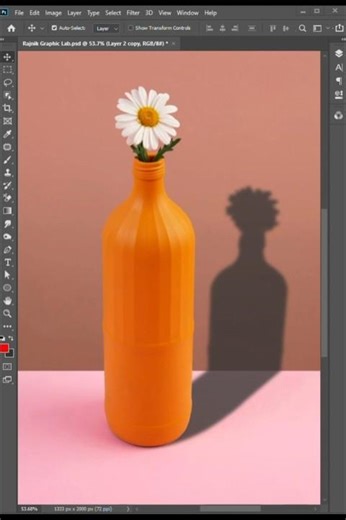 Photoshop 2026: Realistic Bottle Shadow in Seconds! #shorts #design #RajnikGraphicLab