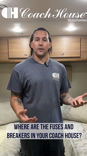 Knowing where your fuses and breakers are located is an important part of understanding your Coach House motorhome. In this quick video, Zack explains where to find them so you’re always prepared while traveling. #coachhouserv #rvhowto #rvtips #rvmaintenance #bplusrv #luxuryrv #fiberglassrv #factorydirect #americanmade | Coach House RV