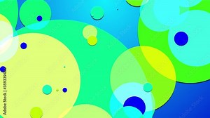 simple abstract 4k looped flat style background with circles that change their size, overlap each other, where they change colors, as if made of translucent material. Luma matte as alpha channel