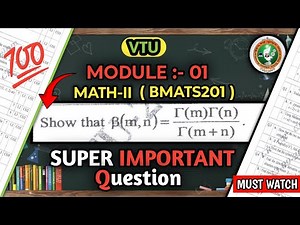 The relationship b/w the Beta & Gamma functions β(m, n) = Γ(m) * Γ(n) / Γ(m + n) BMATS201 Module 1