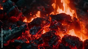 The campfire burned with brilliant reds and oranges propelled by the radiant lava embers at its core.
