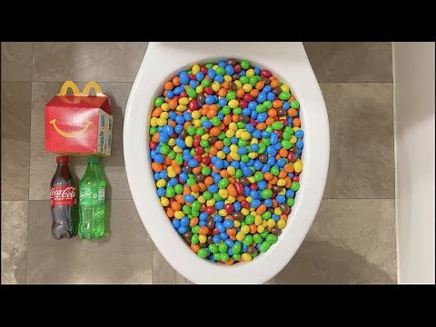 experiment: will it flush? orbeez, m&ms, coca cola, mentos, candy