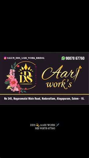 SalemCity DDS💫...Aari..Work,s.🧵 Bridel.Store🪡💫📞 9087867760 on Instagram: "Salem_dds_aari_work_bridal DDS. Aari Work Content 9087867760.. #aariworkreels #Zardoshi work #3D work #Patch work #Cul work aariworkblousedesignideas aariboutique boutiquecollection boutiquefashion aariwork_blouse Stone work Bead work "Tassel work designer Mirror work Bridal Lehenges kids work kids Dresses handmadeembroidery handmade aariclassesavailable handmadeblouse aarifashions Home house service shirt embroiding 
