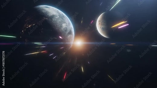 A high-energy visualization of hyperspeed motion, showing streaks of light stretching past as if traveling faster than time itself. The scene conveys rapid acceleration through a tunnel of neon colors