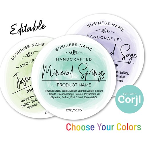 Editable Circle Label Template. Round Sticker Template. Customize Online, Download & Print. Spa or Cosmetic Labels for Jars, Tins, Bottles. - Etsy