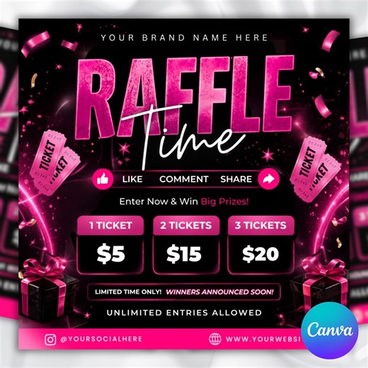 Raffle Flyer, DIY Flyer Design Template, Giveaway Flyer, Raffle Ticket Flyer, Raffle Prize Contest Flyer, Premade Giveaway Business Flyer
