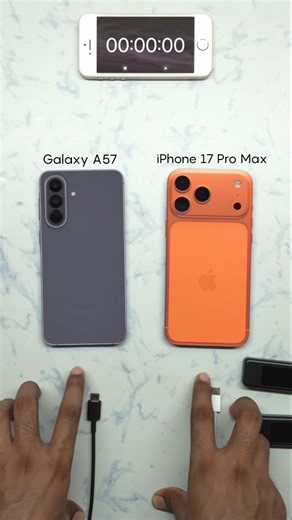 Samsung Galaxy A57 vs iPhone 17 Pro Max Charging Speed Test 🔋