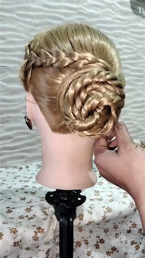 💫 “Pearl Braided Low Bun with Roses”🌹🌿#pearl #braids #low #bun #with #rose #hairstyle #hair #viral