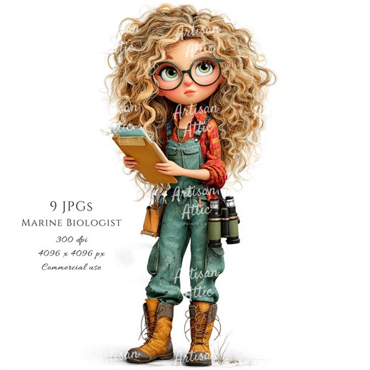 Marine Biologist Girl Clipart: Ocean Scientist Illustration, Coastal Explorer Design (digital Download) - Etsy