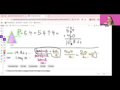 Perimeter and Area Review for test 5th math