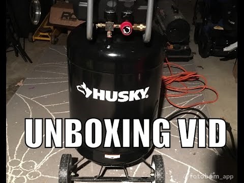 Home Depot Husky 20 Gallon Air Compressor Unboxing and start up Model F2S20VWD