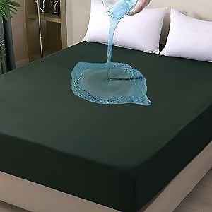 Waterproof Mattress Protector Twin, Fitted Sheet Style Breathable Mattress Cover with Deep Pocket Fits Up to 18'', Noiseless Bed Cover for Kids Adults, Machine Washable (Green, 39'' X 75'')
