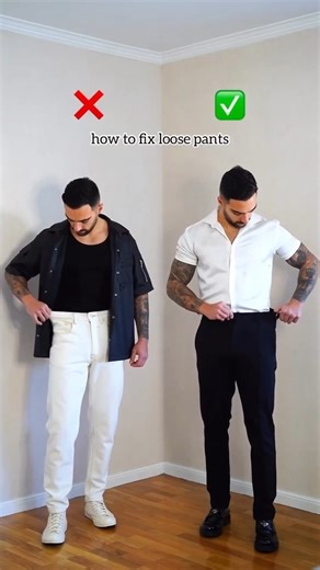 1.5M views · 10K reactions | How to Fix Oversize (Loose) Pants. Learn These Fashion Tricks To Help You Maintain Dapper Elegance. Build your Confidence and Style. #style #fashion #pants #menswear #mensfashion #menstyle | hollo_men | Facebook