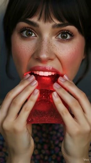 ❤️ I Tried a RUBY Jelly Cube (Shimmer Glow) ✨ Crystal Bite & Soft Whisper ASMR #shorts #asmr