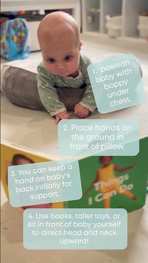 Easy Tummy time tip to get baby stronger and pushing up onto their arms! #baby #tummytime