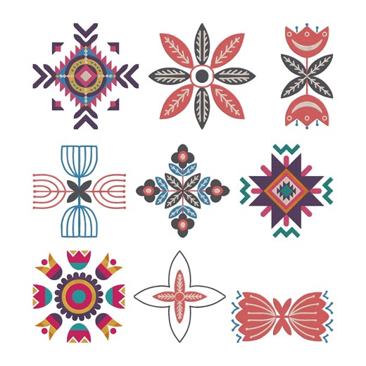 Folk Geometric Boho Embroidery Design, Floral Boho Geometric Machine Embroidery File, 9 Design, 8 Size, Instant Download - Etsy