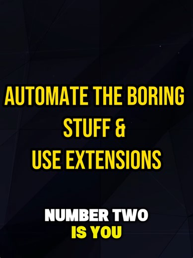 Stop wasting your time on tasks that don’t move you forward. Automate the boring stuff. Use extensions and tools to speed up your workflow. Save your energy for the work that actually matters. #productivityhacks #worksmarter #automation #timemanagement #fyp