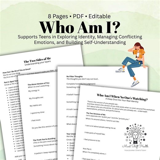 Teen Identity Exploration Inner Contradictions Self-discovery Worksheets Journal for Teens Emotional Awareness & Personal Growth - Etsy