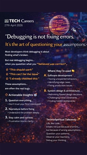 Debugging is not fixing errors. It’s the art of questioning your assumptions.