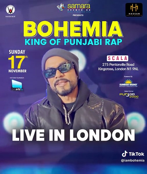 Bohemia Live in London on November 17th