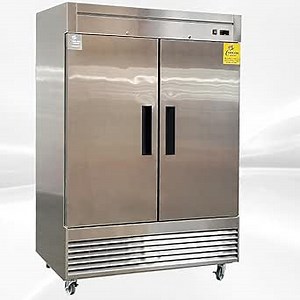 Commercial Freezer 2-Doors Solid Upright Reach in Two Section Stainless Steel NSF 54" Width, Capacity 47 Cuft, Bottom Mounted Restaurant Quality Kitchen Side by Side Cold -8°F
