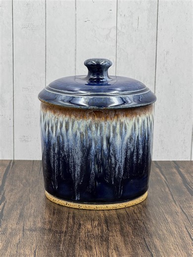 Storage Jar With Lid – Unique Layered Glaze Pottery, Handmade Stoneware Canister - Etsy